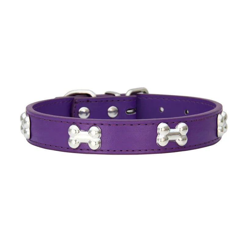 Leren Hondenhalsband met Botdecoratie - Duke & Scoop