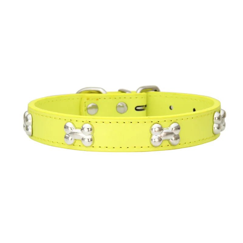 Leren Hondenhalsband met Botdecoratie - Duke & Scoop