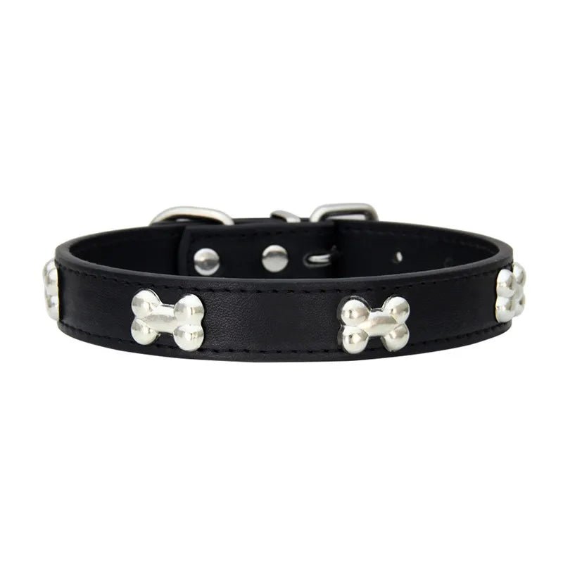 Leren Hondenhalsband met Botdecoratie - Duke & Scoop