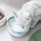 Marmeren, Keramische Kattenvoerbak met Houten Standaard - Duke & Scoop