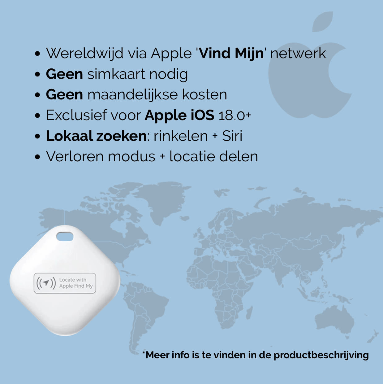 Mini GPS Tracker Apple – Smart Bluetooth Tracker voor Huisdier - Duke & Scoop