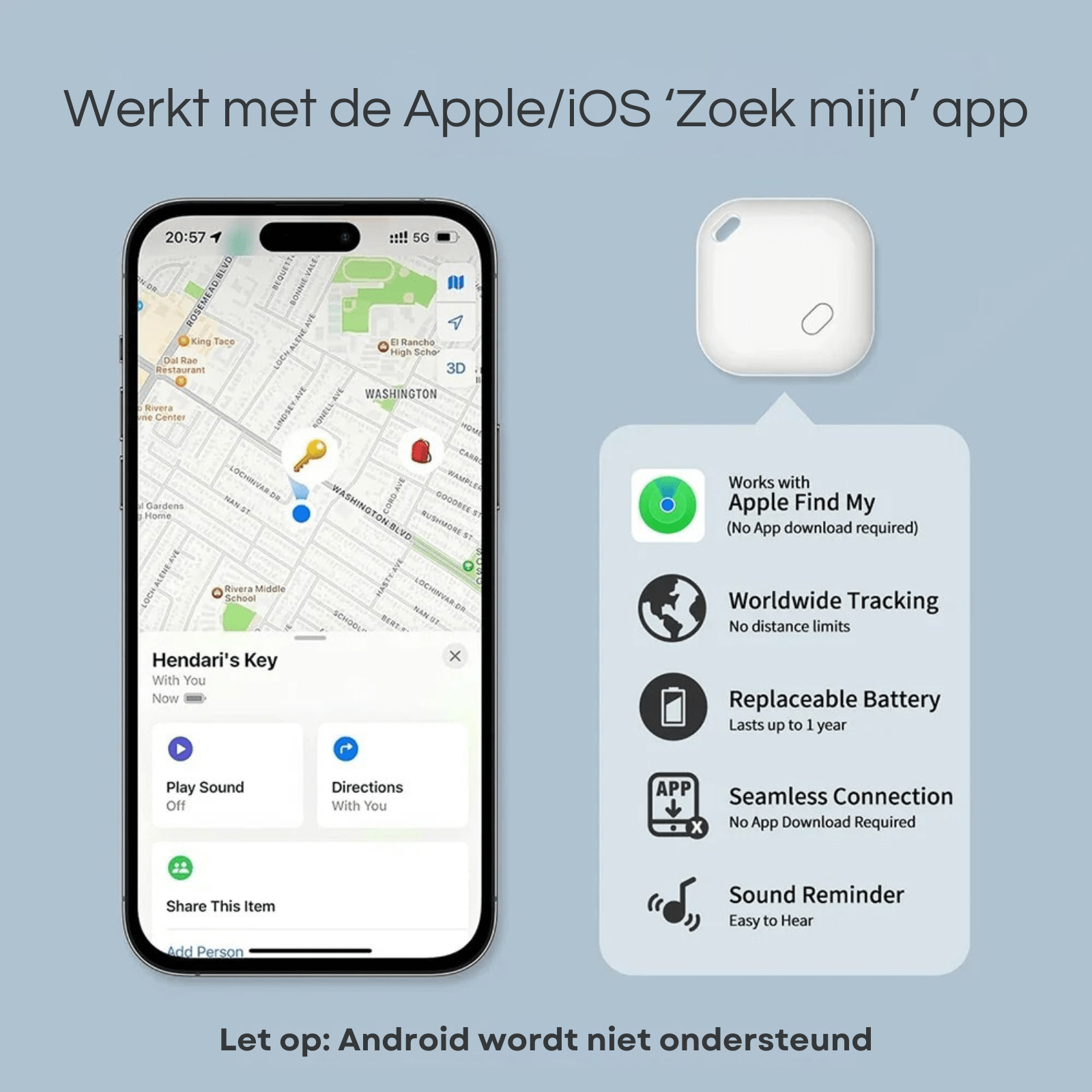 Mini GPS Tracker Apple – Smart Bluetooth Tracker voor Huisdier - Duke & Scoop