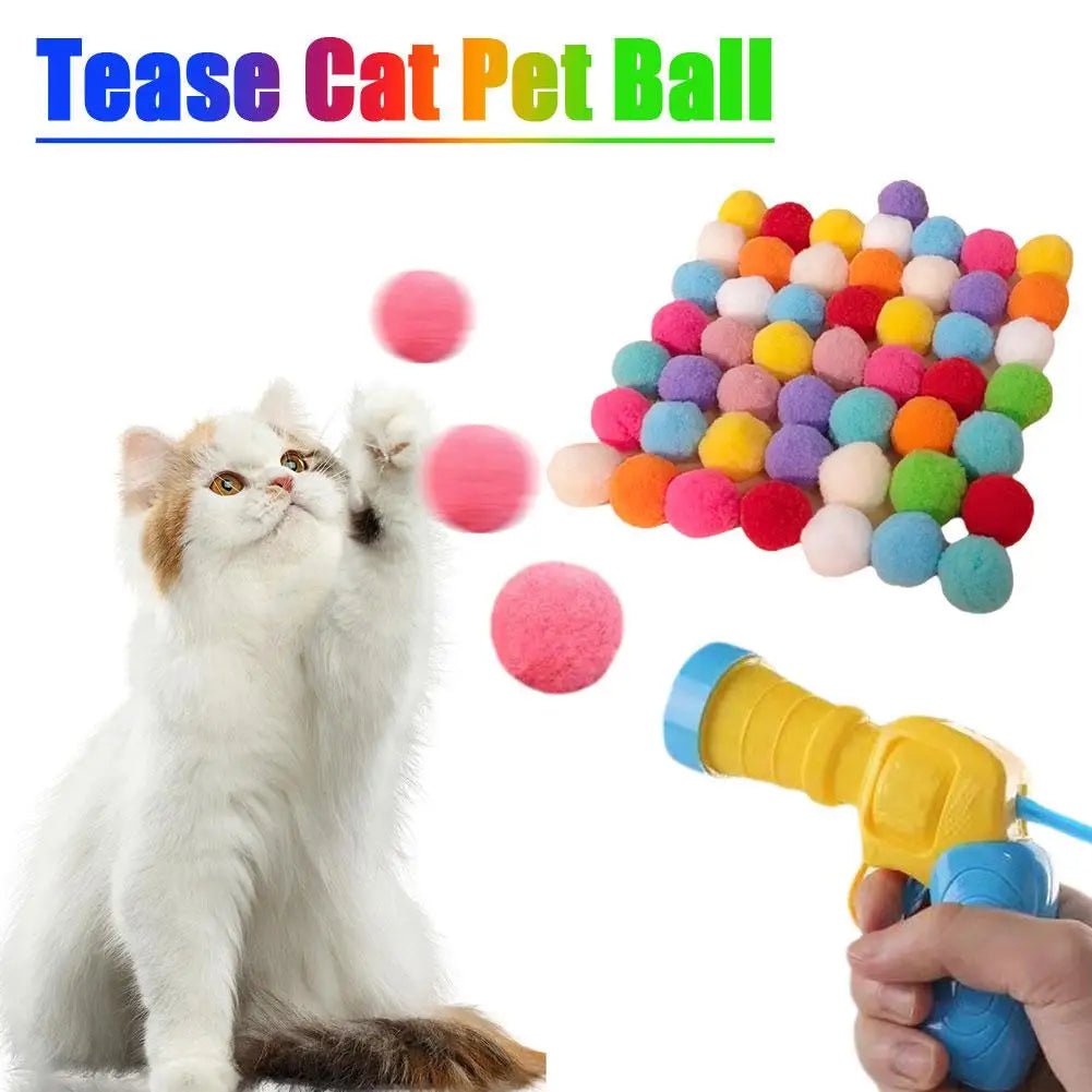 Mini Lanceerpistool Katten Speelgoed – Pluche Balletjes - Duke & Scoop