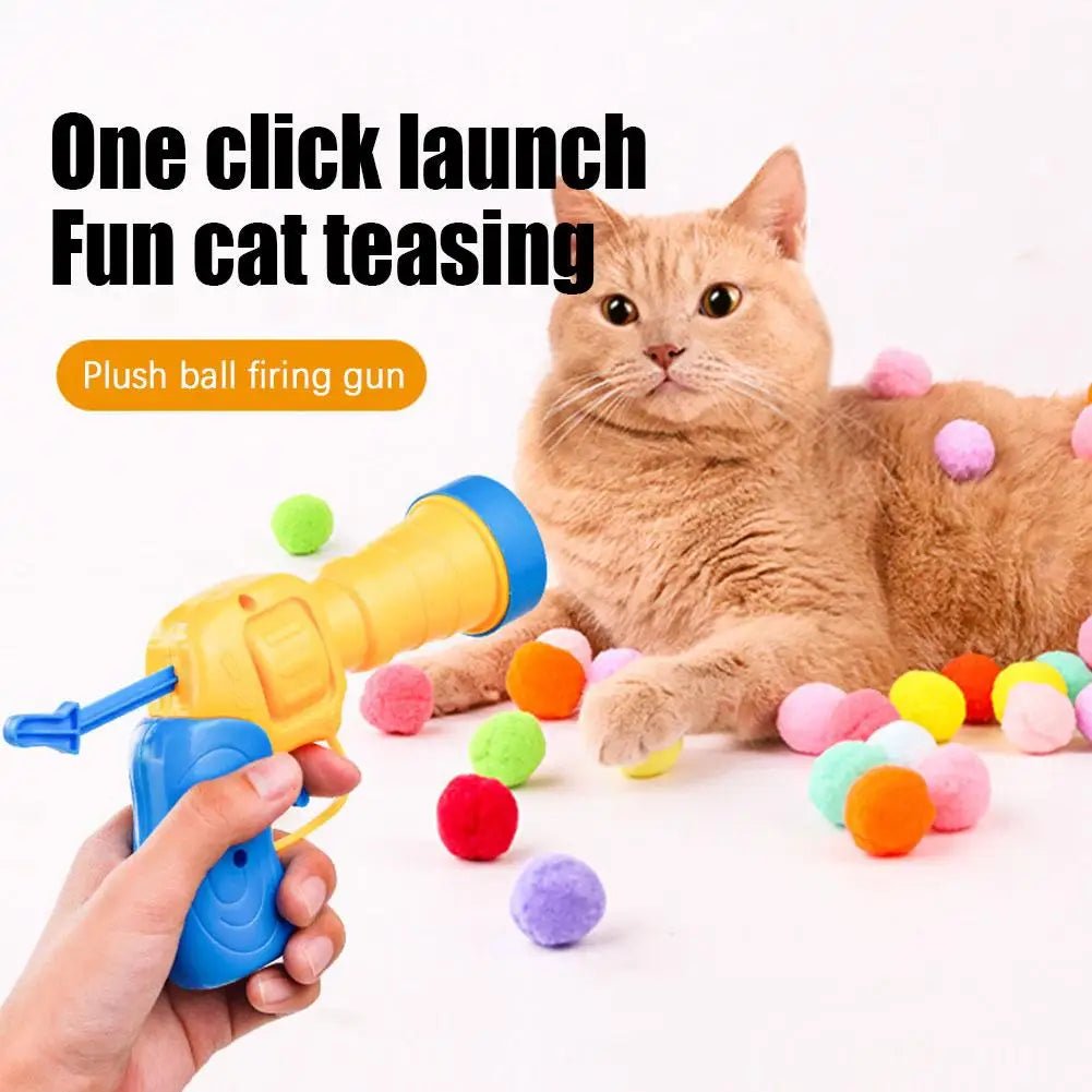 Mini Lanceerpistool Katten Speelgoed – Pluche Balletjes - Duke & Scoop