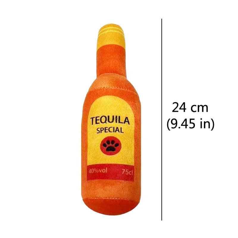 Pluche Hondenspeeltje Drankfles – Piepend Kauwspeelgoed - Duke & Scoop