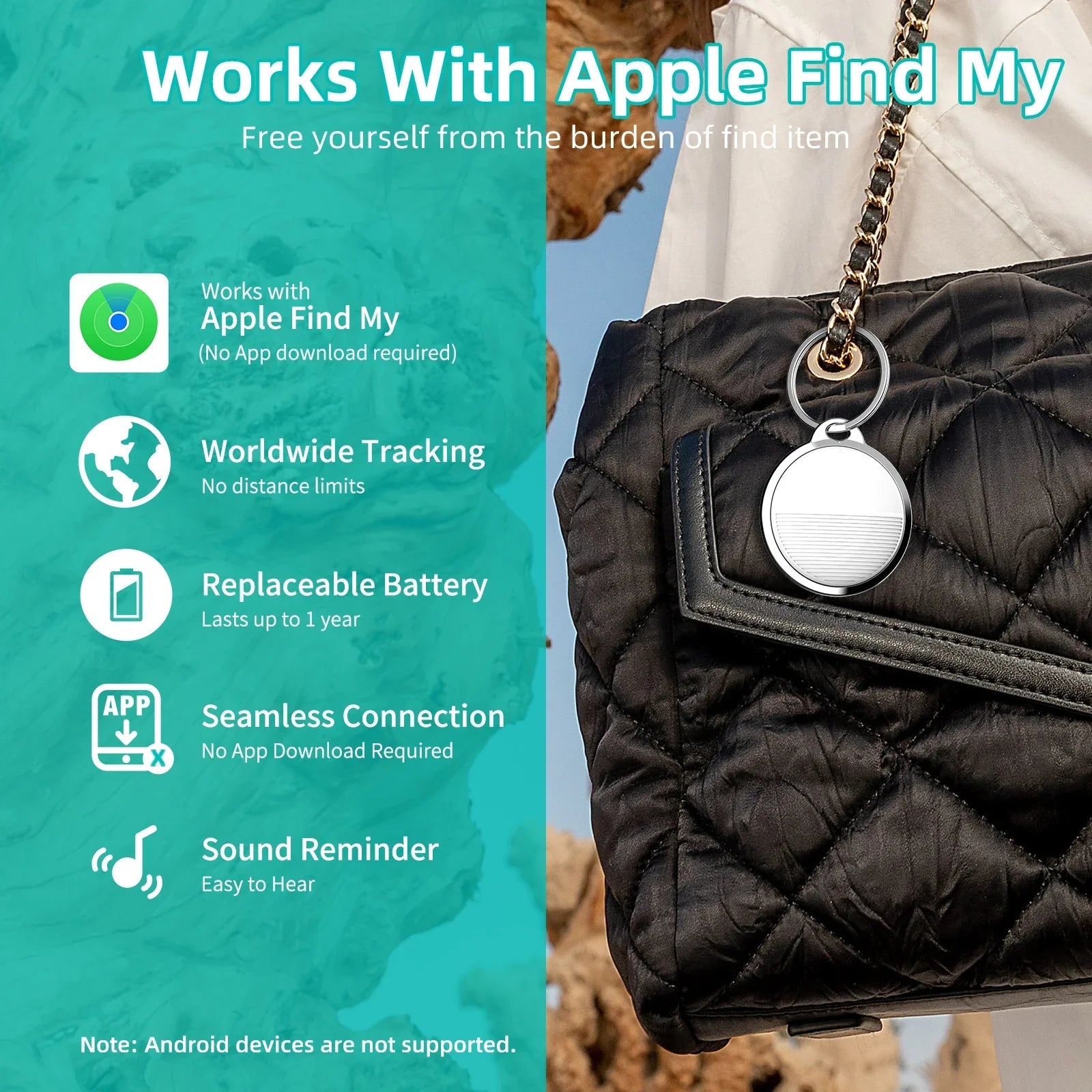 SmartTag iOS Mini Tracker en Halsband met SmartTag houder - Duke & Scoop