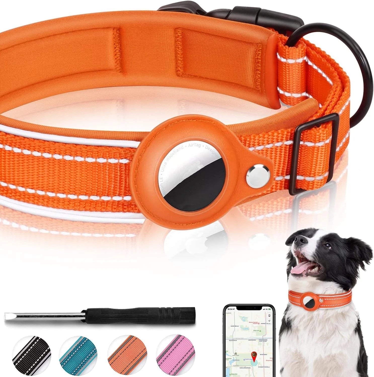 Sterke Reflecterende Airtag Hondenband - Duke & Scoop