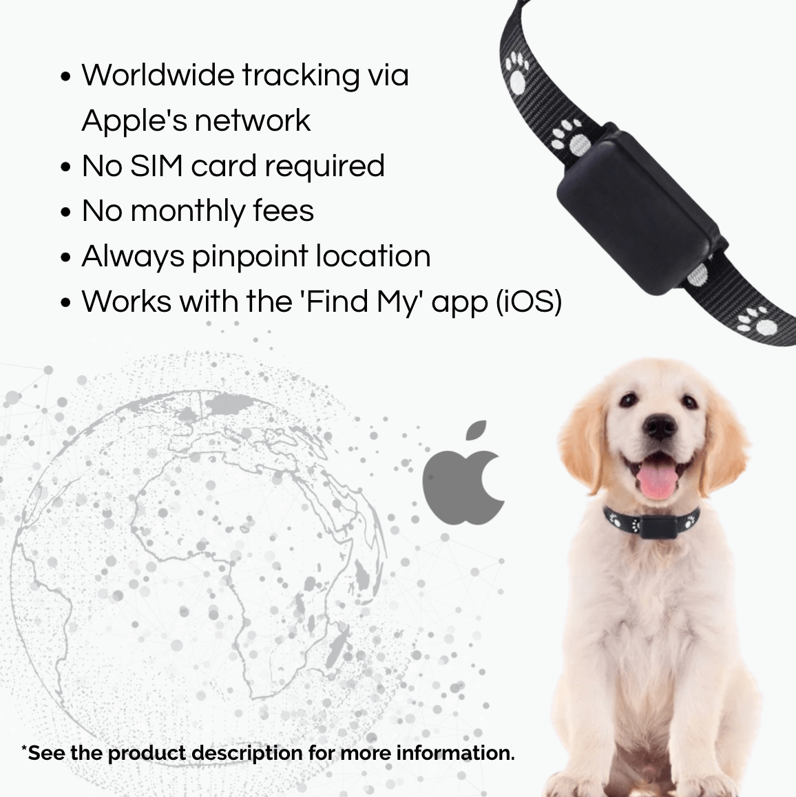 Waterdichte GPS Tracker voor Huisdieren – Verstelbare Halsband - Duke & Scoop